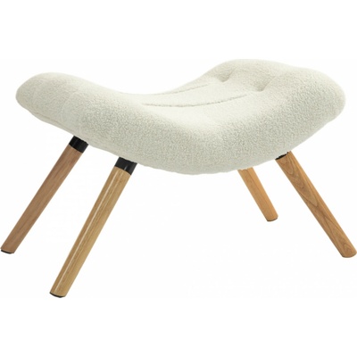 HOMCOM Podnožka s látkou Berber fleece 67 x 45 x 38 cm | krémově bílá