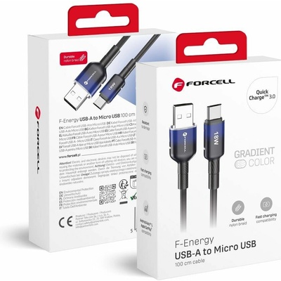 Forcell C351 USB A to Micro USB Qc3.0 2,4A 18W Gradient 1m černý
