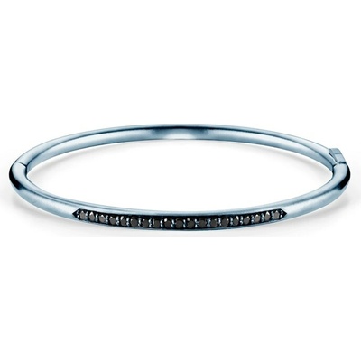 SAVICKI Náramok bangle striebro s čiernym diamantom 3,8 mm - B-B-B0554-02282-925-B