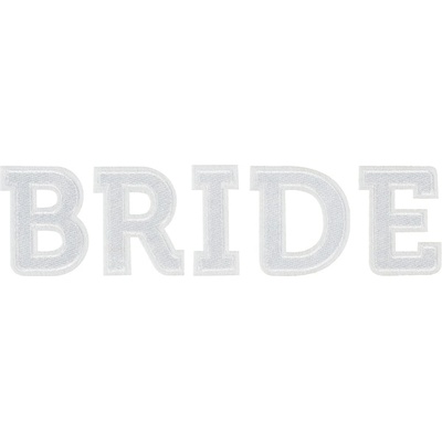 PartyDeco Апликация - Булка, "Bride", бяла, 24 x 6 см