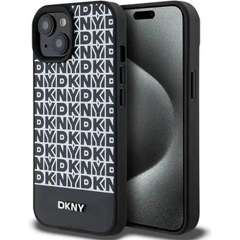 DKNY Кейс DKNY Leather Printed Pattern Metal Logo MagSafe за iPhone 15/14/13, черен (3666339262211)