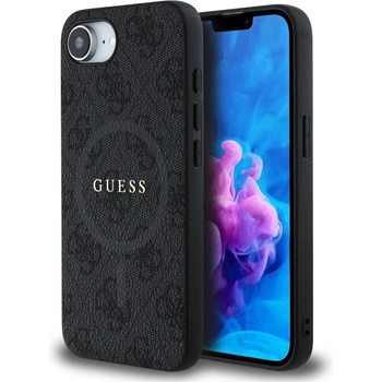 GUESS Гръб Guess за iPhone 16E, PU, Leather, 4G Colored Ring, MagSafe, Черен