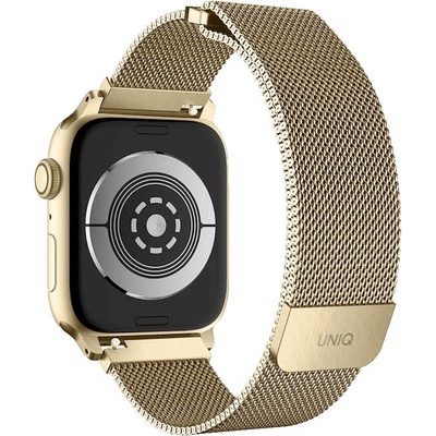 Uniq Стоманена, неръждаема каишка за Apple Watch 42мм, 44мм, 45мм, Ultra, Ultra 2 49мм - Uniq Dante Milanese Magnetic Stainless Steel Band (златист) (UNIQ-44MM-DANGLD)