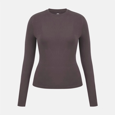Slazenger Тениска Slazenger Women's Slaz Ess Cotton Slim Fit Long Sleeve T-Shirt - Chocolate