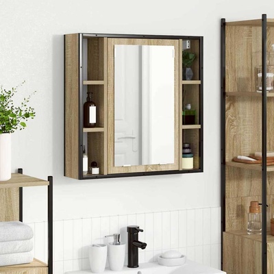 vidaXL Шкаф с огледало Сонома дъб 60 x 16 x 60 см Инженерна дървесина (868040)