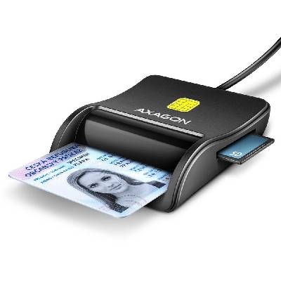Čtečka eObčanek AXAGON CRE-SM3SD Smart card / ID card & SD/microSD/SIM card FlatReader, USB-A 1.3m cable (CRE-SM3SD)