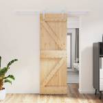 vidaXL Преплъзваща се врата 70 x 210 cm Естествено и бяло (3444945)