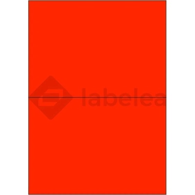 Labelea Samolepiace etikety 210x148 mm signálne farebné papierové, na hárku A4, pre laserovú tlač, Farba etikiet Signálna červená, Počet hárkov v balení 100 EPY210148SR002S