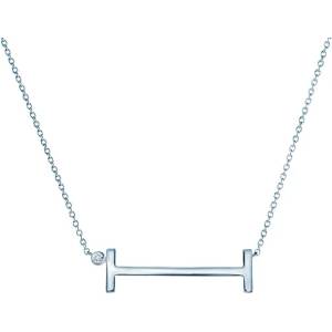 SAVICKI Сребърно колие с буква i, бял сапфир 0.05К, 45 см