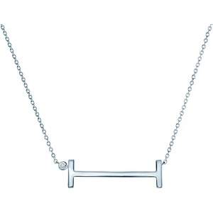 SAVICKI Сребърно колие с буква i, бял сапфир 0.05К, 45 см