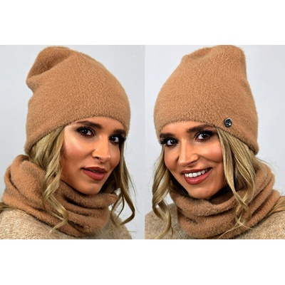 Fashionweek Exkluzivní alpakový zimní set čepice a šála ZIZI-AL1 Camel