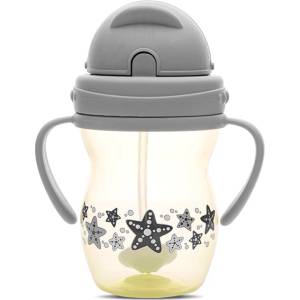 Lorelli Чаша с дръжки и сламка Lorelli - Baby Care, Grey & Yellow (10230600006)