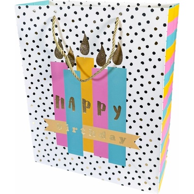 Darčeková taška veľká Happy Birthday s trblietkami Typ: 2