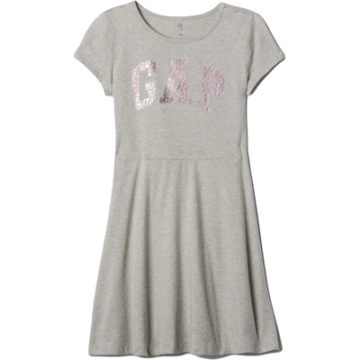GAP dívčí šaty V-FRCH LOGO šedá růžová