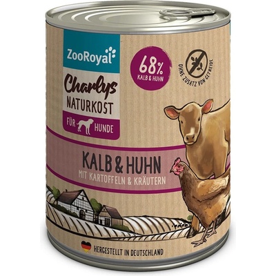 ZooRoyal Charlys Naturkost telecí a kuřecí a bylinkami 6 x 800 g