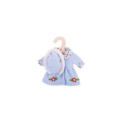 Bigjigs Toys Modrý kabátik s klobúčikom pre bábiku 28 cm
