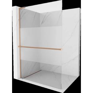 Mexen Kioto+ L душ стена със стелаж Walk-in 120 x 200 см, прозрачен/мъгла, четкована мед - 800-120-123-65-35 (800-120-123-65-35)