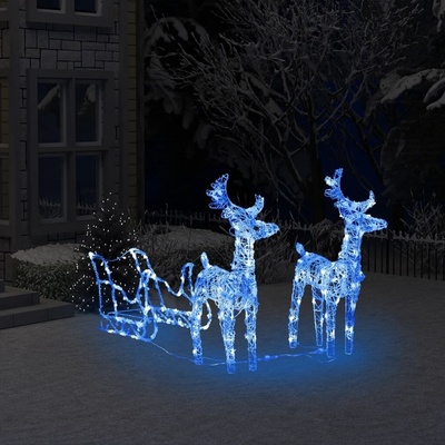 DKD HOME DECOR Vianočná dekorácia so sobmi a saňami 160 LED 130 cm akryl