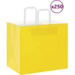 vidaXL Хартиени торбички 250 бр с дръжки жълти 32x22x28 см (4102016)