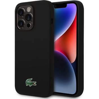 Lacoste Croc Logo Liquid Silicone MagSafe Case - дизайнерски силиконов калъф с MagSafe за iPhone 15 Pro Max (черен)