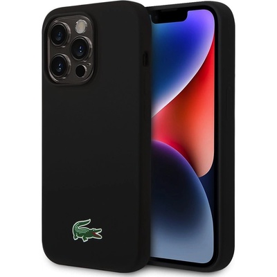 Lacoste Croc Logo Liquid Silicone MagSafe Case - дизайнерски силиконов калъф с MagSafe за iPhone 15 Pro Max (черен)