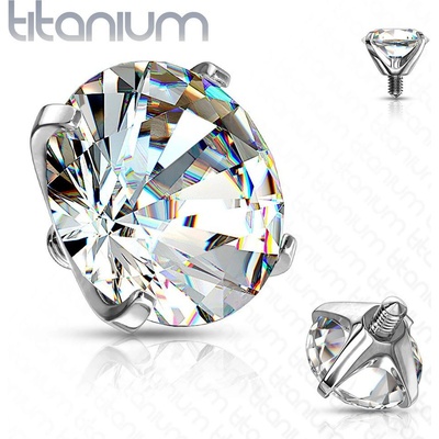 Šperky4U náhradní kamínek titan závit čirý zirkon TIT1069-04C
