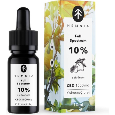 Hemnia Full Spectrum CBD MCT Kokosový olej 10% 1000 mg 10 ml s príchuťou citróna