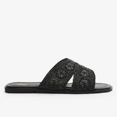 Сандали Wheres That From Women's Where's Sliders Flat Sandals - BlackRaffia