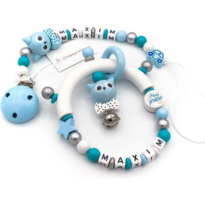 HappyKidsPraha Set Klip na dudlík a Chrastítko SHAKER