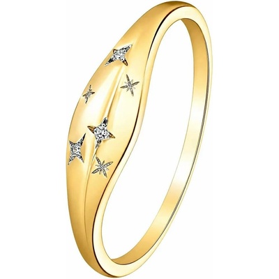 Zlaton Prsten žluté zlato hvězdný motiv s diamantem 000180812233