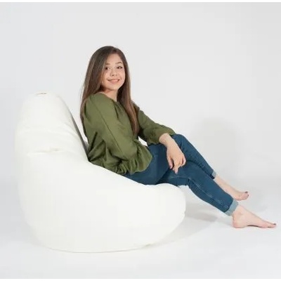 Pufrelax Калъф за пуф круша, 220л. , Nirvana Hobbit - White, (Не съдържа пълнеж), PU кожа