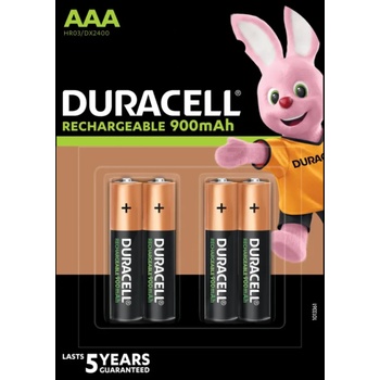 Duracell Акумулаторна батерия DURACELL R03 AAA, 900mAh NiMH, 1.2V, 4 бр. в опаковка