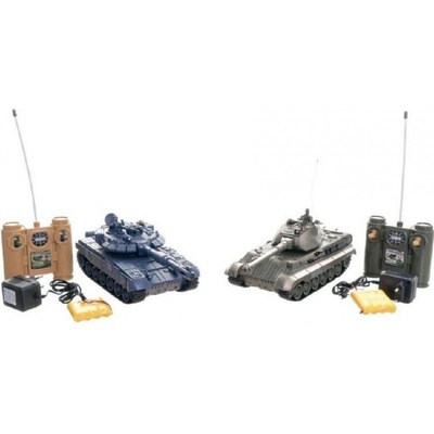Teddies Tank RC 2 ks 36cm+dobíjecí pack tanková bitva se zvukem se světlem v krabici 42x32x14cm