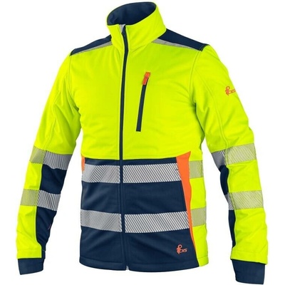 CXS bunda BENSON výstražná softshell pánska oranžovo-modrá