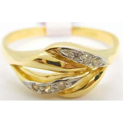 Klenoty Budín Dámský prsten ze žlutého zlata se zirkony HK1172