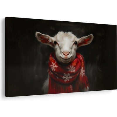 Obraz vánoční koza s šálou - 90x60