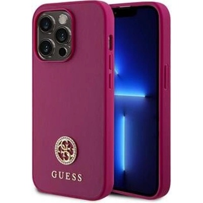 GUESS Предпазен калъф Cover Guess PU 4G Strass Metal Logo за iPhone 15 Pro розов