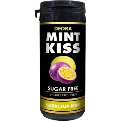 Dedra MINT KISS marakujovo-mátové osvěžující pastilky bez cukru maracuja mint 28 g