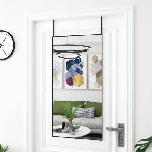 vidaXL Огледало за врата, черно, 50x100 см, стъкло и алуминий (327411)