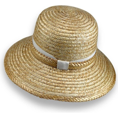 Krumlovanka Luxusní dámský slaměný klobouk Handcrafted střední kempa Co-14655 natural/bílý