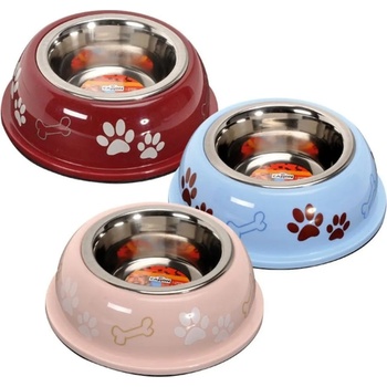 Camon Steel and colour plastic bowls - метална купичка за кучета 950 мл 16.5 см. син, червен, розов