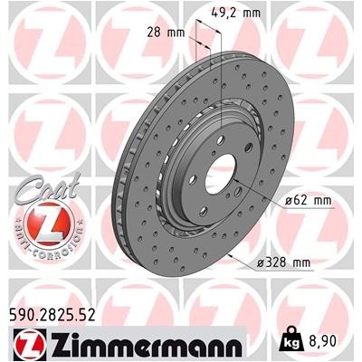 ZIMMERMANN Brzdový kotúč 590282552