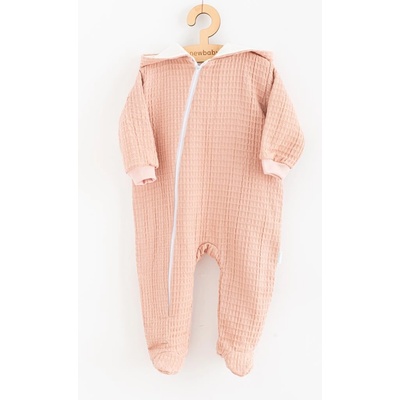 Dojčenský mušelínový overal s kapucňou New Baby Comfort clothes ružová