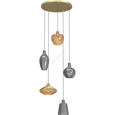 WOFI 5005-501 - Пендел ROUEN 5xE14/40W/230V златист/сив (W3959)