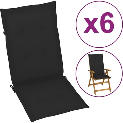 vidaXL Възглавници за столове с облегалки 6 бр черни 120x50x3 см плат (314111)