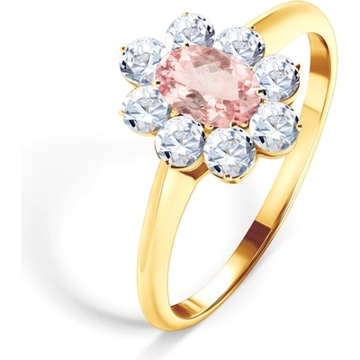 SAVICKI Годежен пръстен Savicki: злато, морганит, бели сапфири