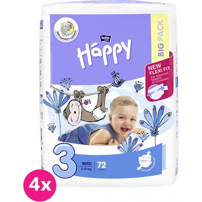 BELLA HAPPY Midi Big Pack 3 5-9 kg 4x 72 ks