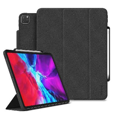 Полиуретанов калъф с поставка и отделение за Apple Pencil 2 за iPad Pro 11 (2020) - Ringke Smart Case (черен) (074068)