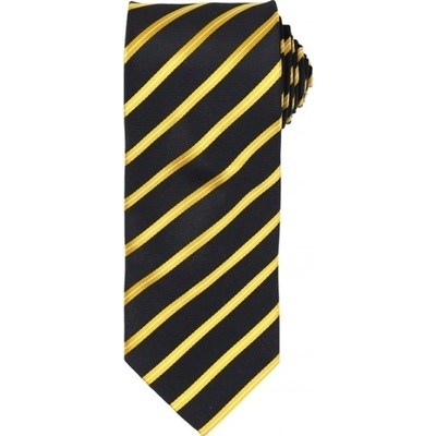 Premier Workwear kravata Sports Stripe čierna-zlatá