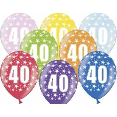 Silné balóny 30 cm metalický mix narodeniny č. 40 PartyDeco